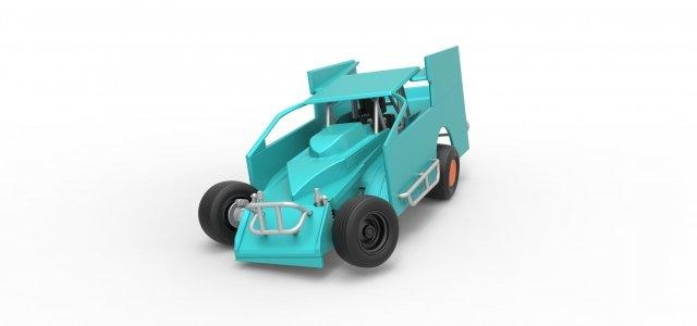 diecast northeast outlaw dirt modified stock car turning scale 1 25 vehicle dirtmodified nedirtmodified superdirtcar openwheel bigdlock racing racecar v8 scaled toy print printable speedway 3d print model - Mito3D