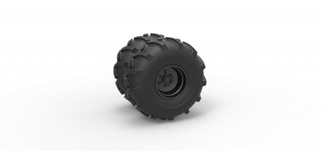 fundido presión camino doble rueda escala 1 25 vehículo neumático terreno escamoso juguete impresión imprimible 3d print model - Mito3D