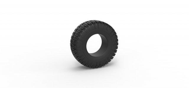 diecast offroad tire 100 scale 1 25 vehicle tyre wheel stretched stretchedtire allterrain scaled toy print printable 3d print model - Mito3D