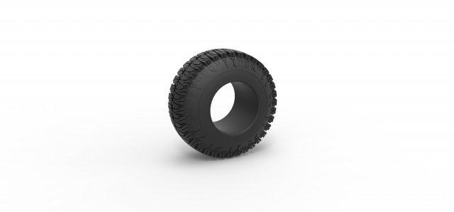 diecast offroad tire 101 scale 1 25 vehicle tyre wheel stretched stretchedtire allterrain scaled toy print printable 3d print model - Mito3D