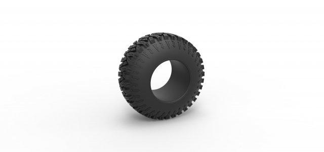 diecast offroad tire 104 scale 1 25 vehicle tyre wheel widetire stretched stretchedtire allterrain scaled toy print printable 3d print model - Mito3D