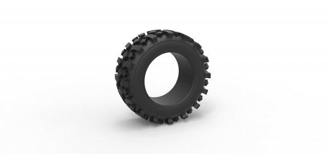 diecast offroad tire 105 scale 1 25 vehicle tyre wheel allterrain scaled toy print printable 3d print model - Mito3D