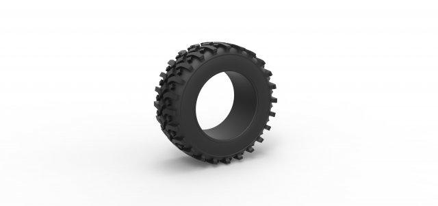 diecast offroad tire 106 scale 1 25 vehicle tyre wheel allterrain scaled toy print printable 3d print model - Mito3D