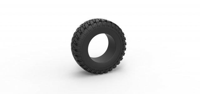 diecast offroad tire 110 scale 1 25 vehicle tyre wheel allterrain scaled toy print printable 3d print model - Mito3D