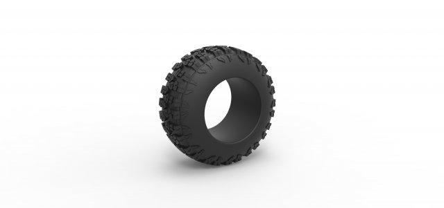diecast estrada pneu 113 escala 1 25 veículo roda lama empregado terreno brinquedo impressão imprimível esticado 3d print model - Mito3D