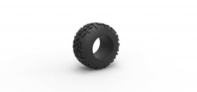 diecast estrada pneu 115 escala 1 25 veículo roda lama empregado terreno brinquedo impressão imprimível esticado 3d print model - Mito3D
