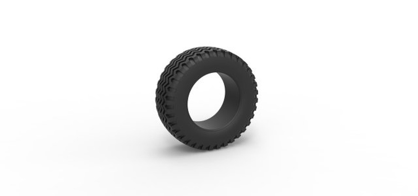 diecast estrada pneu 130 escala 1 to 25 3d impressão modelo in veículo 3dexport roda lama empregado terreno brinquedo imprimível 3d print model - Mito3D