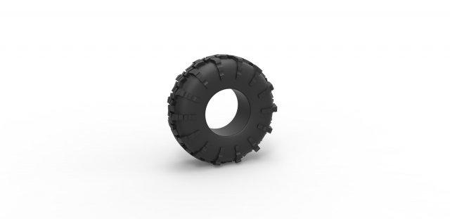 diecast offroad tire 56 scale 1 25 3d print model vehicle tyre wheel allterrain scaled toy printable 3d print model - Mito3D