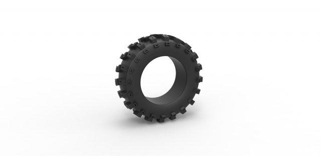 diecast offroad tire 60 scale 1 25 3d print model vehicle tyre wheel allterrain scaled toy printable 3d print model - Mito3D