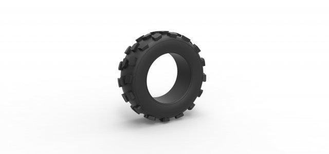 diecast offroad tire 61 scale 1 25 vehicle tyre wheel allterrain scaled toy print printable 3d print model - Mito3D