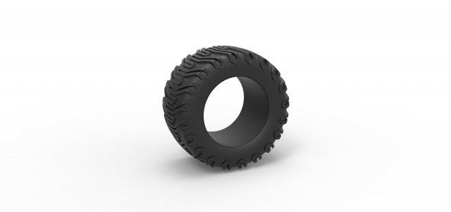 diecast offroad tire 66 scale 1 25 vehicle tyre wheel allterrain scaled toy print printable 3d print model - Mito3D