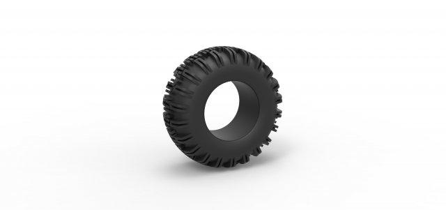 diecast offroad tire 67 scale 1 25 vehicle tyre wheel allterrain scaled toy print printable 3d print model - Mito3D