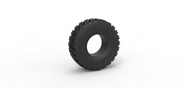 diecast offroad tire 68 scale 1 25 vehicle tyre wheel allterrain scaled toy print printable 3d print model - Mito3D