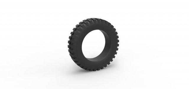 diecast offroad tire 73 scale 1 25 vehicle tyre wheel allterrain scaled toy print printable 3d print model - Mito3D