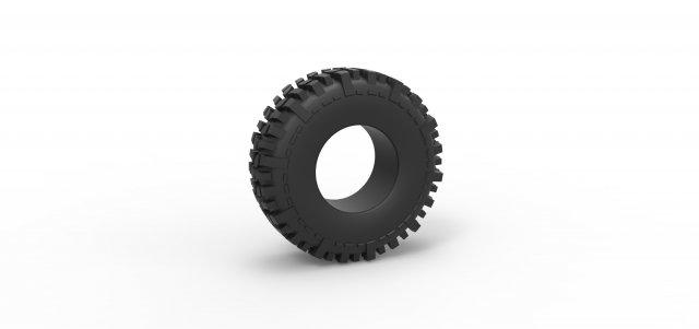 diecast offroad tire 74 scale 1 25 vehicle tyre wheel allterrain scaled toy print printable 3d print model - Mito3D