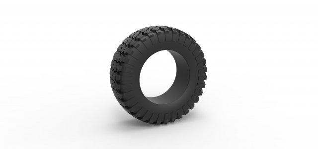 diecast offroad tire 77 scale 1 25 vehicle tyre wheel allterrain scaled toy print printable 3d print model - Mito3D