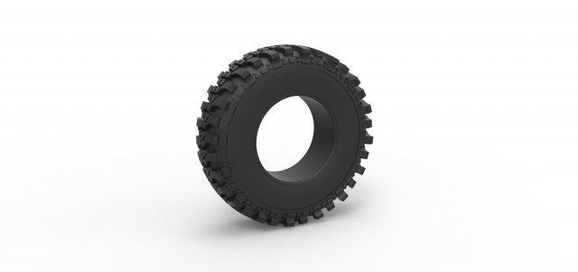 diecast offroad tire 87 scale 1 25 vehicle tyre wheel allterrain scaled toy print printable 3d print model - Mito3D