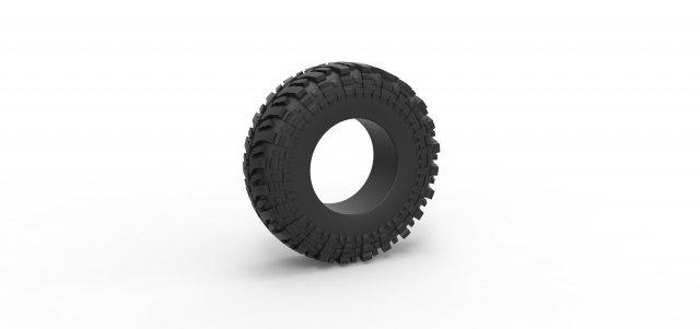 diecast offroad tire 91 scale 1 25 vehicle tyre wheel allterrain widetire scaled toy print printable 3d print model - Mito3D