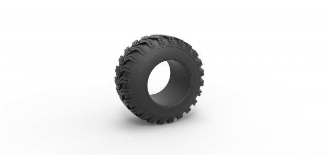 diecast offroad tire 93 scale 1 25 vehicle tyre wheel allterrain stretchedtire widetire scaled toy print printable 3d print model - Mito3D