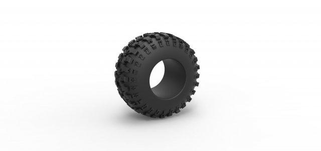 diecast offroad tire 94 scale 1 25 vehicle tyre wheel allterrain stretchedtire widetire scaled toy print printable 3d print model - Mito3D