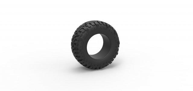 diecast offroad tire 98 scale 1 25 vehicle tyre wheel allterrain scaled toy print printable 3d print model - Mito3D