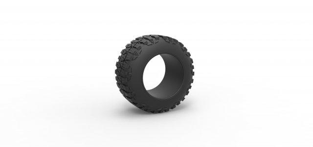diecast offroad tire 99 scale 1 25 vehicle tyre wheel stretched stretchedtire allterrain scaled toy print printable 3d print model - Mito3D