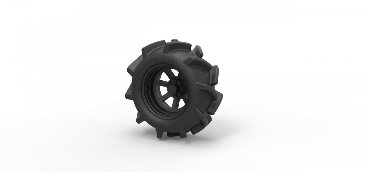moulé sous pression tout-terrain de roue 15 la des pneus partie véhicule d'impression imprimable jouet le camion offroad allterrain 3D print model - Mito3D