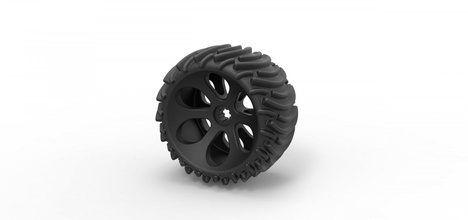 diecast offroad wheel 1 tire part vehicle print printable toy truck allterrain 3d print model - Mito3D