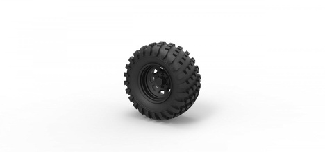 diecast offroad wheel 22 3d print model in automotive 3dexport tire vehicle printable toy truck allterrain 3d print model - Mito3D