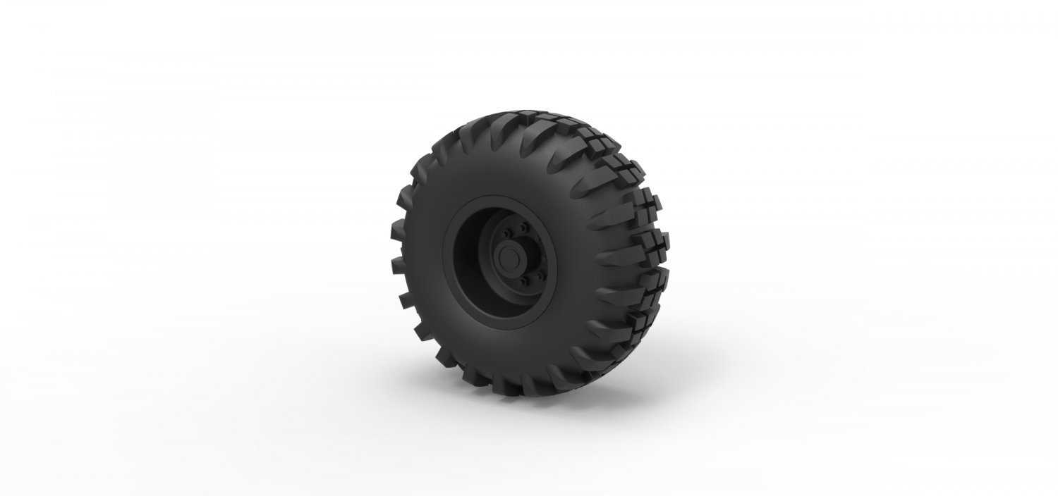 moulé sous pression tout-terrain de la roue 7 des pneus partie véhicule d'impression imprimable jouet le camion offroad allterrain 3D print model - Mito3D