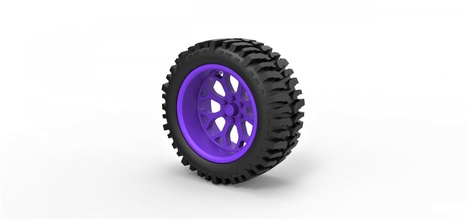 diecast offroad wheel lifted trucks tire part car truck allterrain mud print printable toy scaled 3d print model - Mito3D