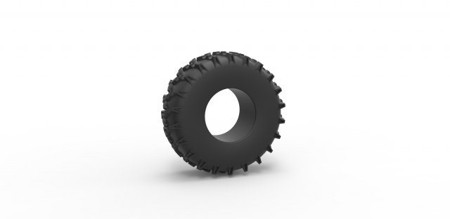 diecast pressure tire 7 scale 1 25 tyre wheel truck lowpressure offroad allterrain scaled toy print printable 3D print model - Mito3D