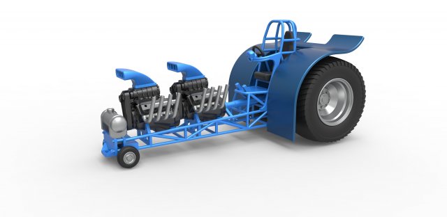 diecast pulling tractor 2 engines v8 scale 1 25 pullingtractor tractorpulling supermodified twinengined puller power drag dragster prostock race toy scaled print printable 3D print model - Mito3D