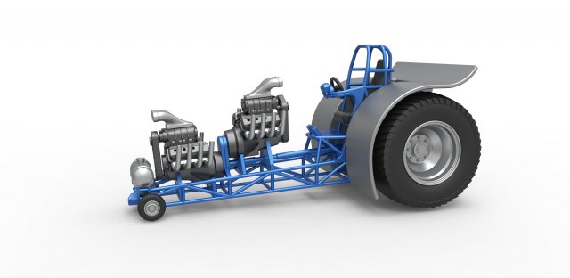 diecast pulling tractor 2 engines v8 version 4 scale 1 25 pullingtractor tractorpulling puller drag dragster supermodified toy scaled print printable 3D print model - Mito3D