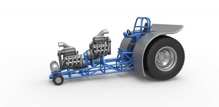 Druckguss ziehen Traktor 2 Motoren v8 Ausführung 4 Rahmen 1 25 Zugtraktor Traktorziehen Abzieher Dragster supermodifiziert Spielzeug skaliert drucken druckbar 3d print model - Mito3D