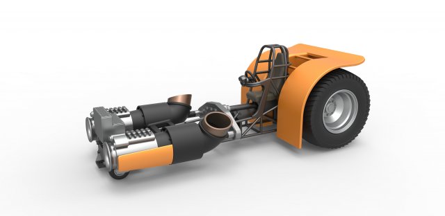 Druckguss ziehen Traktor 2 Jet Motoren Rahmen 1 25 Zugtraktor Dragster Sport Düsentriebwerk skaliert Spielzeug 3D print model - Mito3D