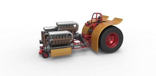 diecast pulling tractor 3 engines v12 scale 1 25 pullingtractor tractorpulling puller power drag dragster supermodified merlin merlinengine allison allisonengine race toy scaled print printable 3D print model - Mito3D