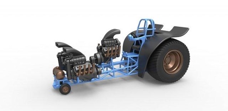 Druckguss ziehen Traktor 3 Motoren v8 Ausführung 2 Rahmen 1 25 Zugtraktor Traktorziehen supermodifiziert zweimotorig Abzieher Leistung Dragster Prostock Rennen Spielzeug skaliert 3d print model - Mito3D
