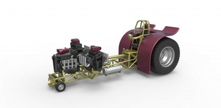 druckguss ziehen traktor 3 motoren v8 ausführung 5 rahmen 1 to 25 3d drucken modell fahrzeug 3dexport zugtraktor traktorziehen abzieher dragster supermodifiziert spielzeug skaliert druckbar 3d print model - Mito3D