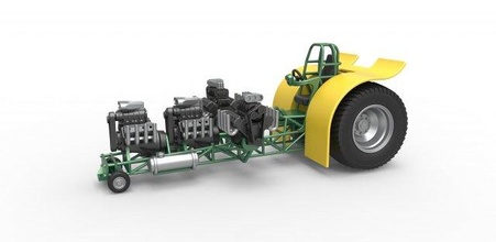moulé pression tirant tracteur 4 moteurs v8 version échelle 1 25 traction extracteur traîne dragster supermodifié jouet escaladé impression imprimable 3d print model - Mito3D