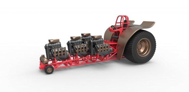 Druckguss ziehen Traktor 4 Motoren v8 Ausführung 5 Rahmen 1 25 3d drucken Modell Fahrzeug Zugtraktor Traktorziehen Abzieher Dragster supermodifiziert Spielzeug skaliert druckbar 3d print model - Mito3D