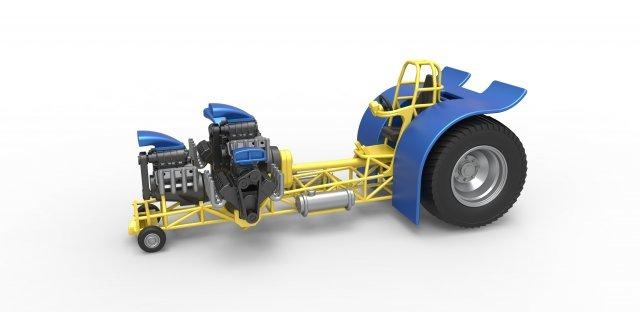 Druckguss ziehen Traktor 4 Motoren v8 Ausführung 6 Rahmen 1 25 3d drucken Modell Fahrzeug Zugtraktor Traktorziehen Abzieher Dragster supermodifiziert Spielzeug skaliert druckbar 3d print model - Mito3D