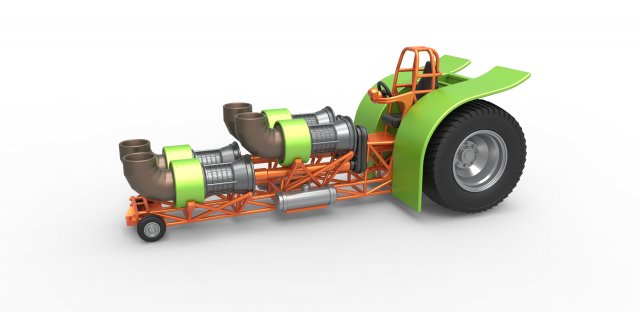 moulé pression tirant tracteur 4 jet moteurs version 3 échelle 1 25 traction supermodifié moteur d'avion réaction extracteur Puissance traîne dragster prostock course jouet 3D print model - Mito3D