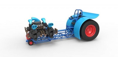 fundido presión tracción tractor 5 motores v8 versión 3 escala 1 to 25 3d impresión modelo in vehículo 3dexport tirando arrancador arrastrar dragster supermodificado juguete escamoso imprimible 3d print model - Mito3D