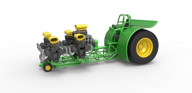 Druckguss ziehen Traktor 5 Motoren v8 Ausführung Rahmen 1 25 3d drucken Modell Fahrzeug Zugtraktor Traktorziehen Abzieher Dragster supermodifiziert Spielzeug skaliert druckbar 3d print model - Mito3D
