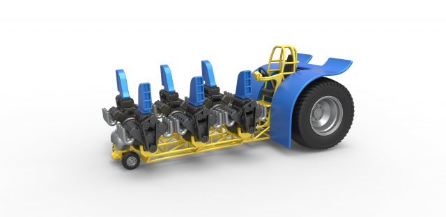 moulé pression tirant tracteur 6 moteurs v8 échelle 1 25 3d impression modèles véhicule 3dexport traction extracteur traîne dragster supermodifié jouet escaladé imprimable 3D print model - Mito3D