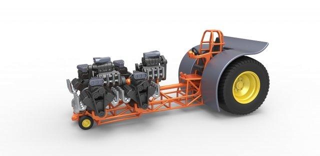 moulé pression tirant tracteur 6 moteurs v8 version 2 échelle 1 to 25 3d impression modèle in véhicule 3dexport traction extracteur traîne dragster supermodifié jouet escaladé imprimable 3d print model - Mito3D