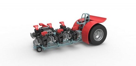 druckguss ziehen traktor 7 motoren v8 rahmen 1 to 25 3d drucken modell fahrzeug 3dexport zugtraktor traktorziehen abzieher dragster supermodifiziert spielzeug skaliert druckbar 3d print model - Mito3D