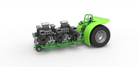 fundido presión tracción tractor 8 motores v8 escala 1 to 25 3d impresión modelo in vehículo 3dexport tirando arrancador arrastrar dragster supermodificado juguete escamoso imprimible 3d print model - Mito3D