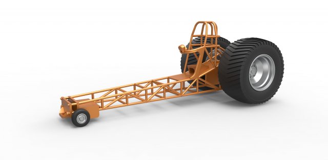 moulé pression tirant tracteur châssis échelle 1 to 25 3d impression modèle in véhicule 3dexport traction traîne dragster cadre escaladé jouet 3D print model - Mito3D